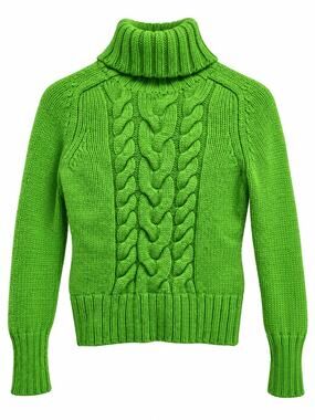Express M Green Cable Knit Turtleneck Sweater Merino Wool Angora Cashmere Blend